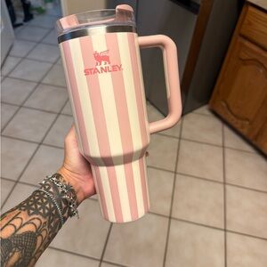 Stanley Pink and White Striped Tumbler